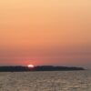 Solnedgang over nordspissen av Sjælland i Danmark.